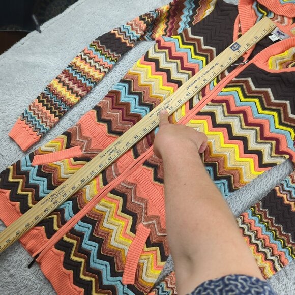 Missoni Target Hoodie Womens XL Multicolor Chevron Knit Zip Up Slim Fit Long - Picture 7 of 16